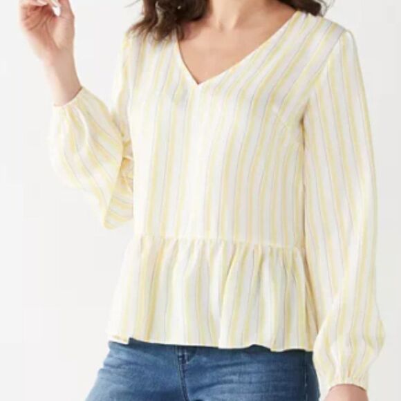 Nine West Women's V-Neck Peplum Blouse - Picture 2 of 6